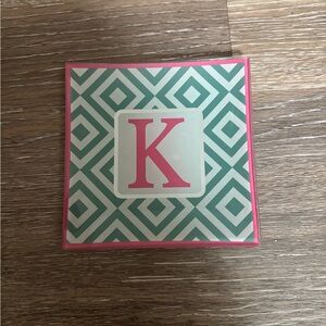 Geometric Patterned Monogram 'K' Coaster